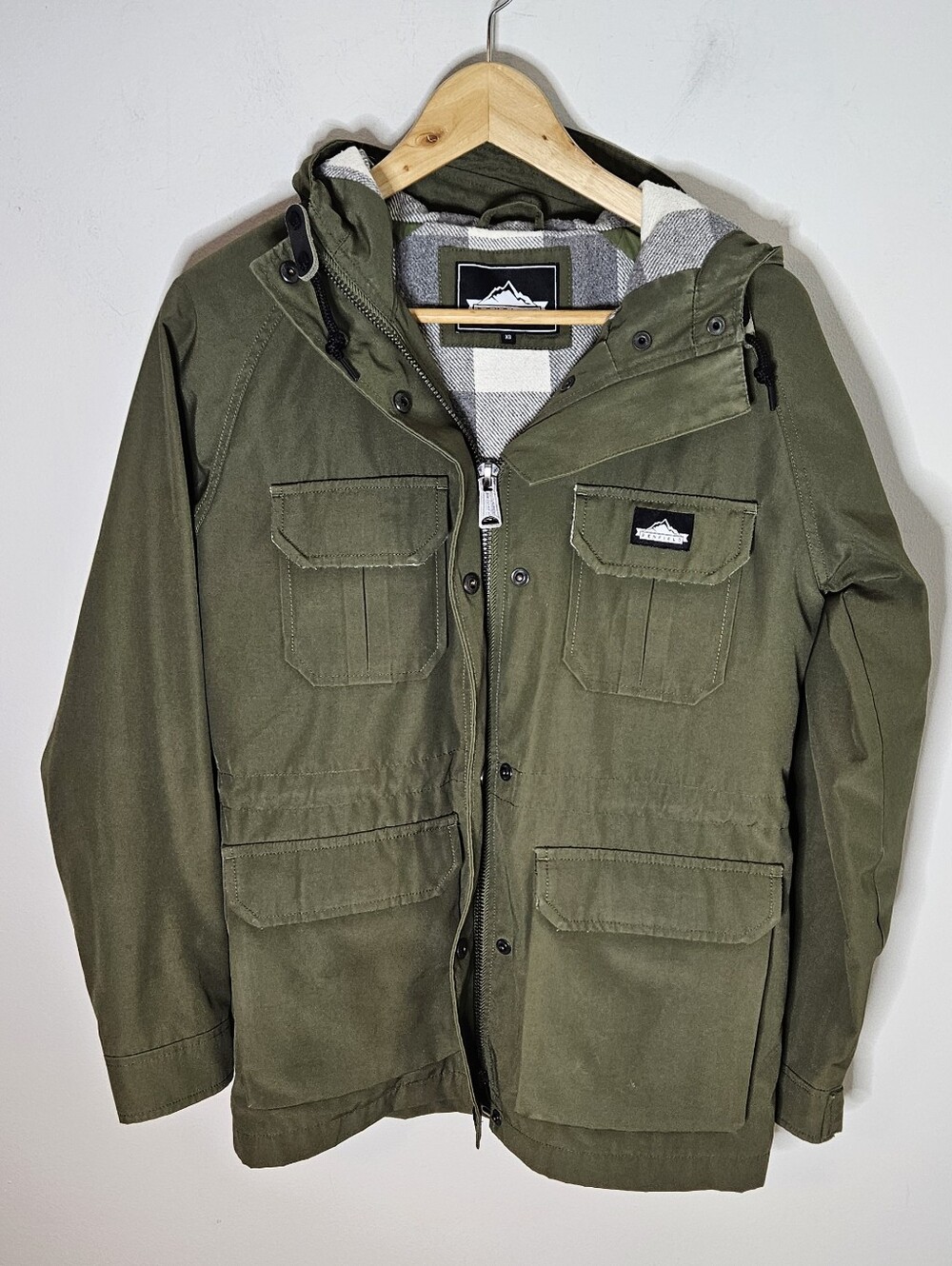Penfield 80/20 Kasson Field Jacket Green Hood Pockets Zip Snap Front Women's XS